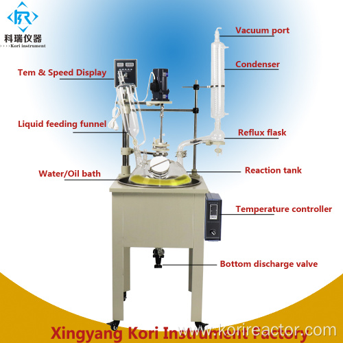 Lab glass reactor with heating mantle